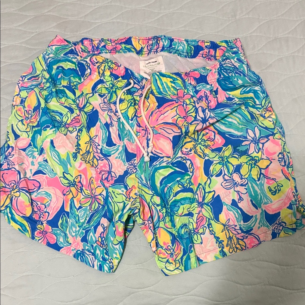 Lilly Pulitzer Pink and Blue Floral Athletic Shorts